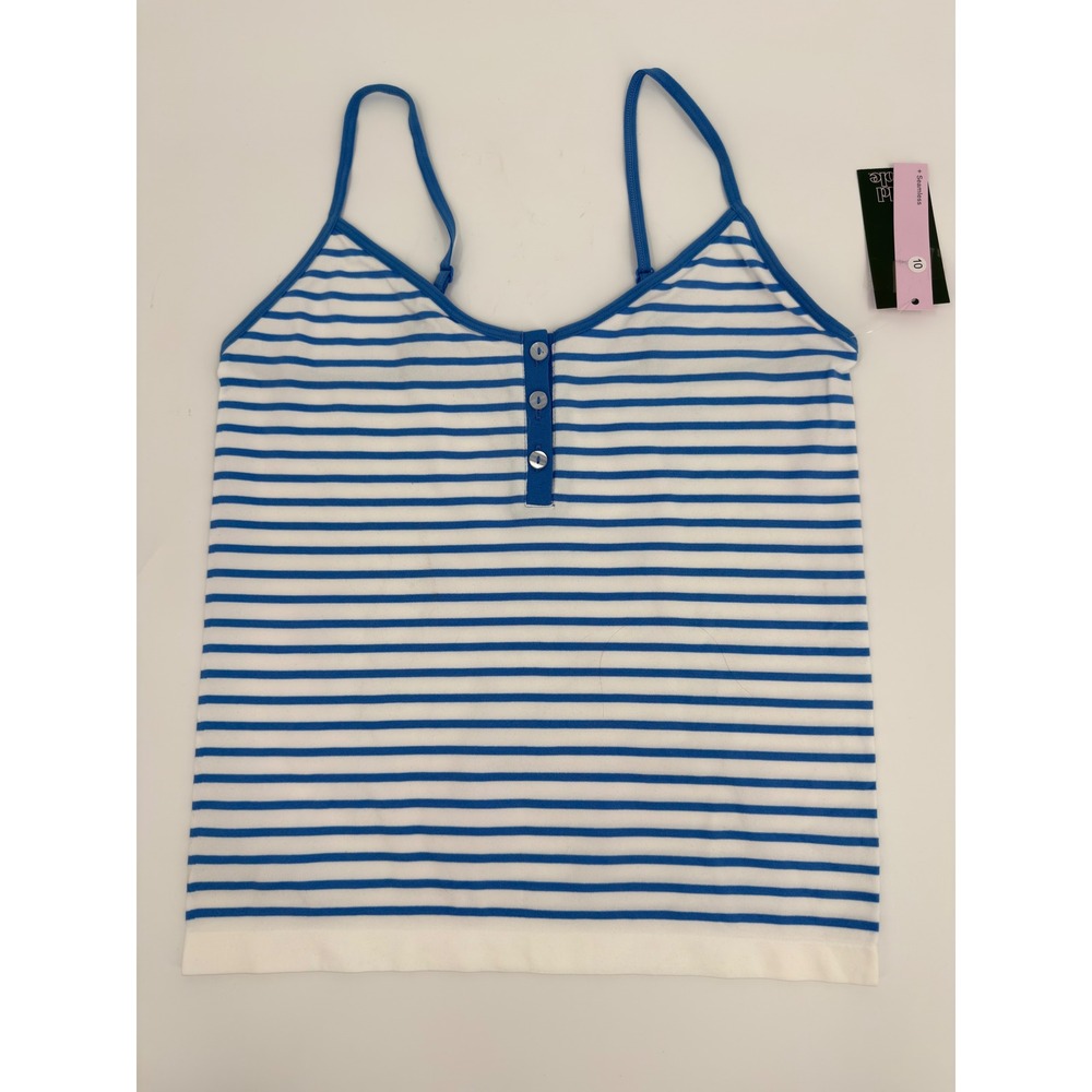 Wild Fable Camisole Tank Top Y2K Women Size Medium Blue White Striped Henley New
